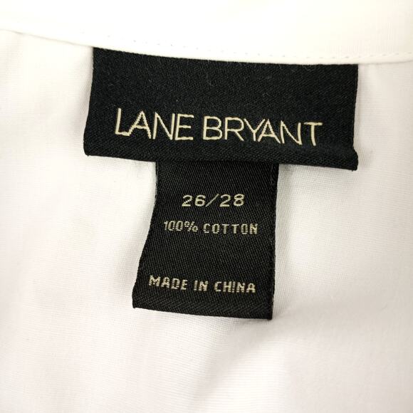 LANE BRYANT ~ Women's White Cotton Blouse With Raw Edge Layered Details ~26/28 - Picture 8 of 9
